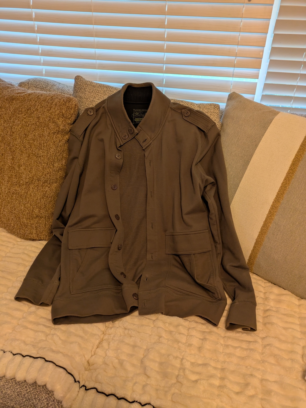 Source Unknown Men's Olive Green Military Field Jacket